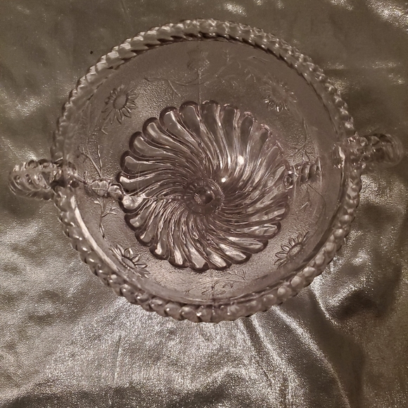 EDWARD MOORE 1887 2 HANDLED SUGAR/TAZZA FROSTED WITH THISTLES & DAISIES - Picture 4 of 10